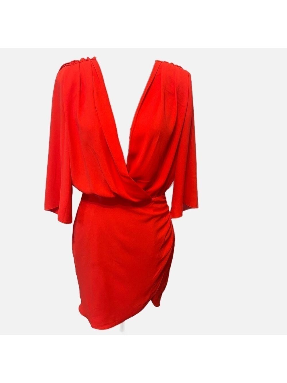 Amanda Uprichard 100% Silk Ruffle Mini Dress Size Sml Low Neckline Faux Wrap